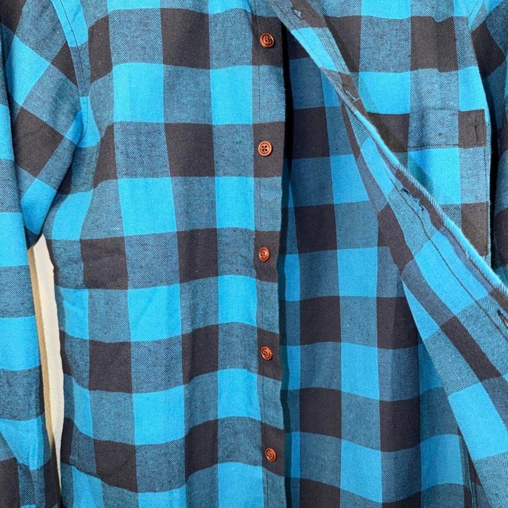 Unbranded Blue Black Plaid Flannel Shirt Womens Size M Buffalo Check Button Down - Picture 2 of 7
